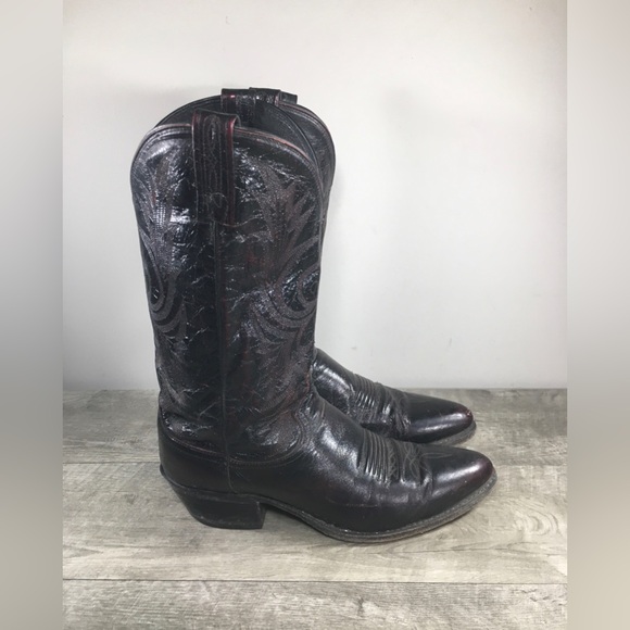Dan Post 16595 Kangaroo Leather Cowboy Western Mens Black Cherry Boots Size 11 D